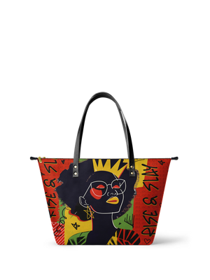 "Aina" Flame Red Leather Tote Bag