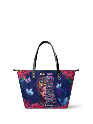 "Imani" Blue Orchid Leather Tote Bag