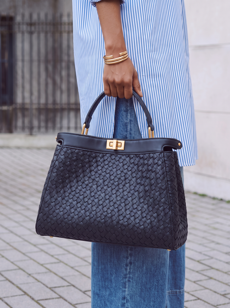 "Adaeze" Navy Blue Woven Bag
