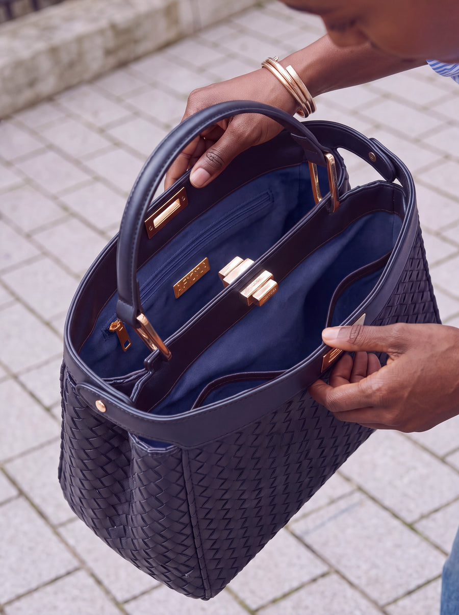 "Adaeze" Navy Blue Woven Bag