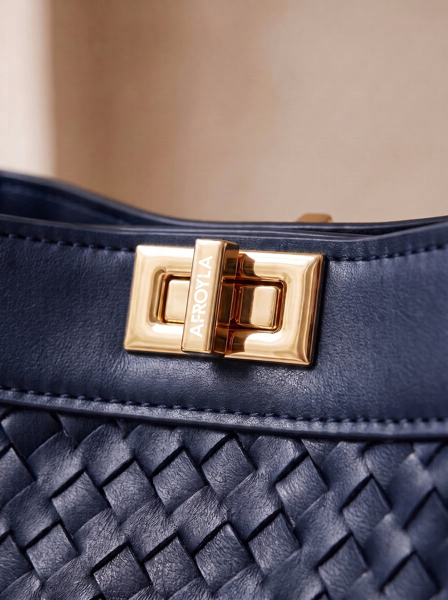 "Adaeze" Navy Blue Woven Bag