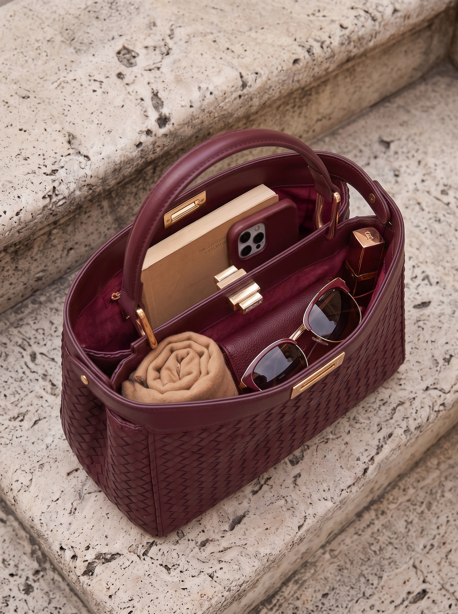"Adaeze" Oxblood Red Woven Bag