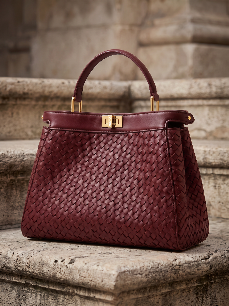 "Adaeze" Oxblood Red Woven Bag