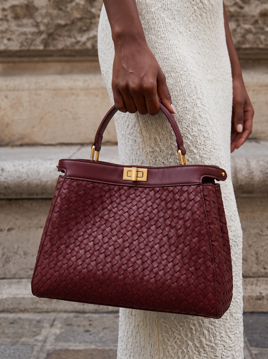 "Adaeze" Oxblood Red Woven Bag