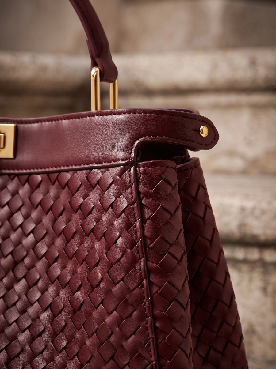 "Adaeze" Oxblood Red Woven Bag