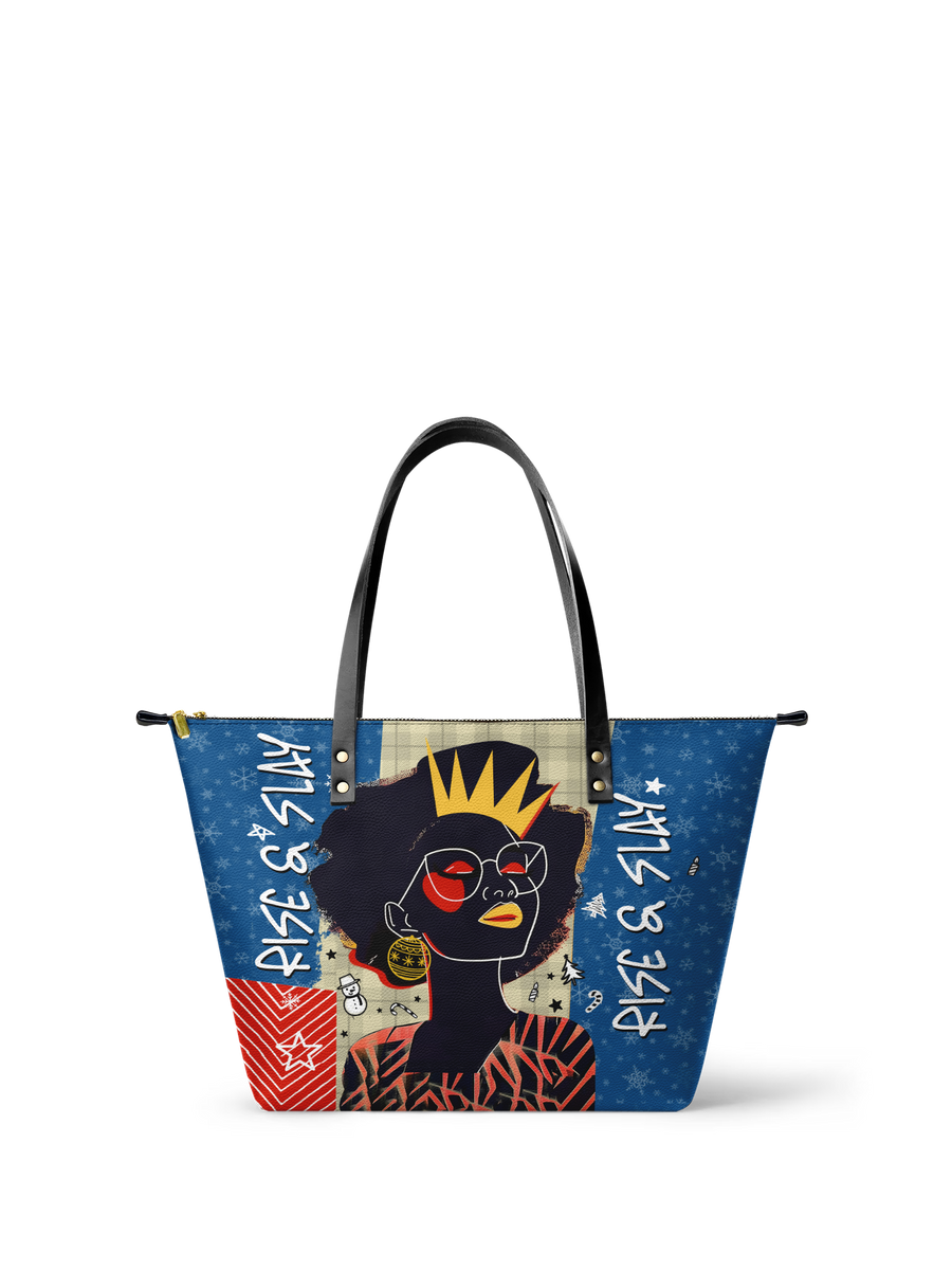 "Aina" Blueberry Snow Leather Tote Bag - DD DEAL
