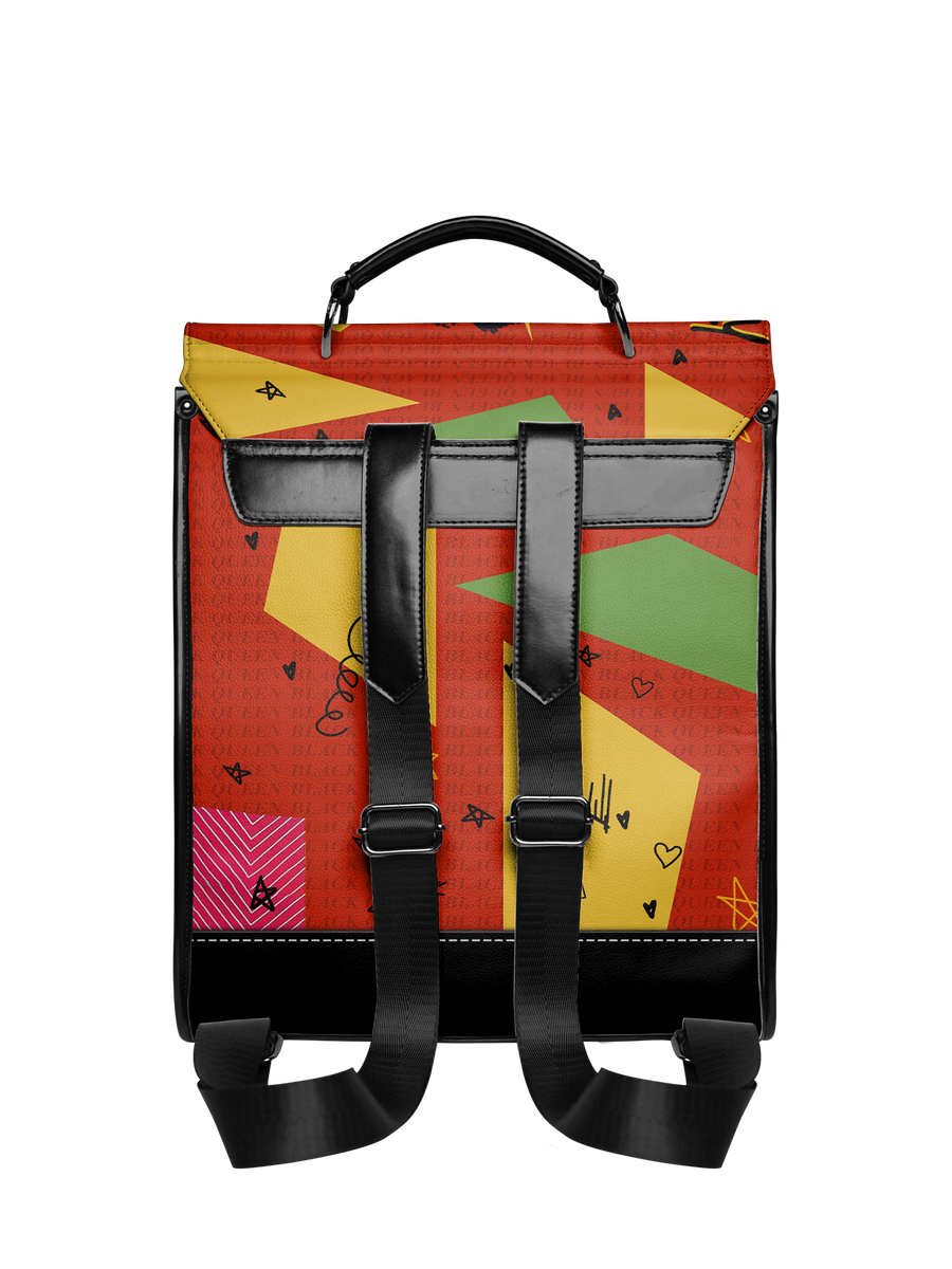 "Aina" Flame Red Leather Backpack