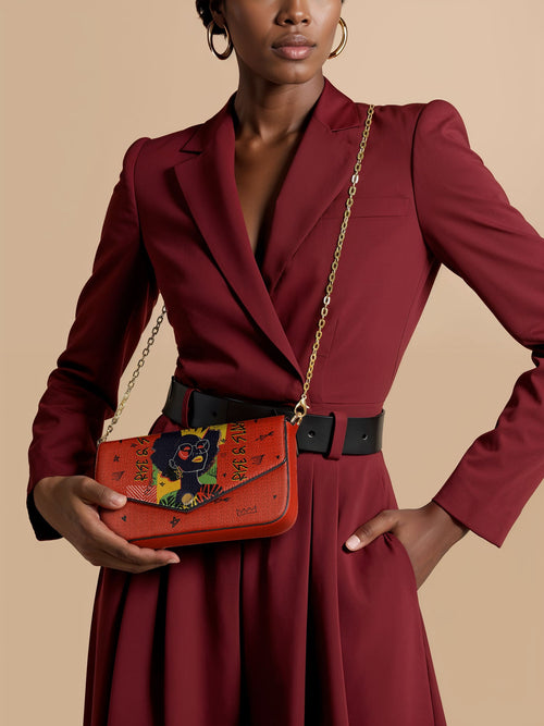"Aina" Flame Red Envelope Chain Crossbody Bag - DD DEAL