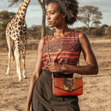 "Aina" Flame Red Envelope Chain Crossbody Bag