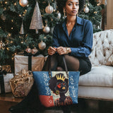 "Aina" Blueberry Snow Leather Tote Bag