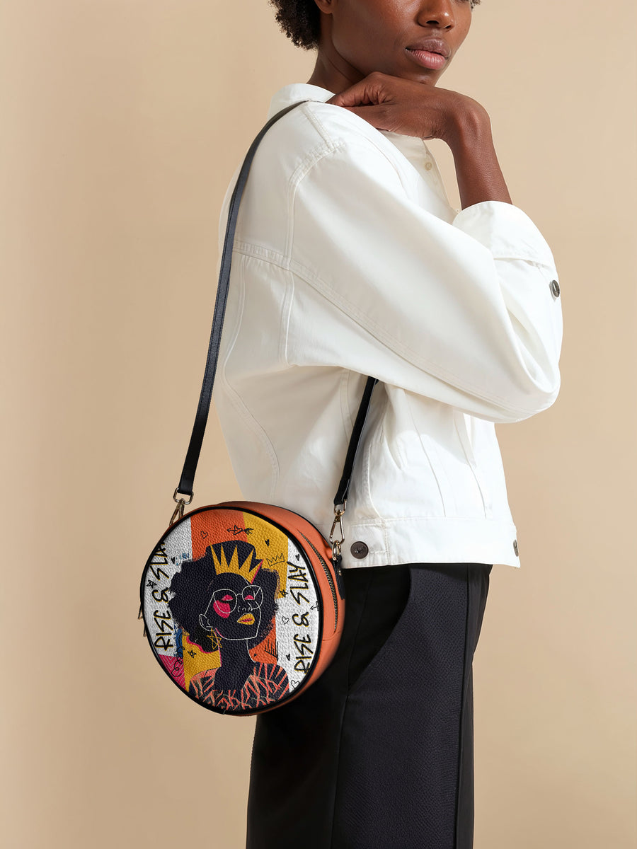 "Aina" Coconut White Circle Crossbody Bag