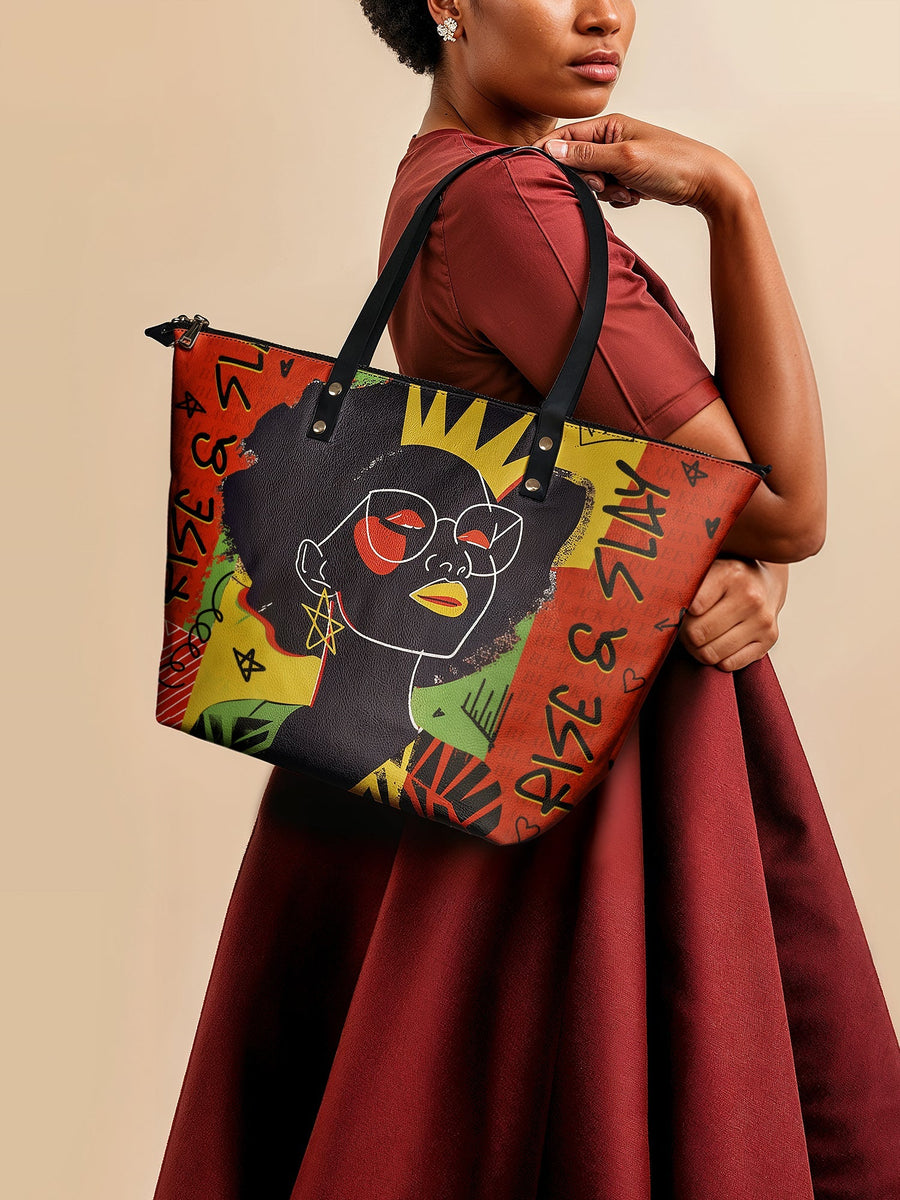 "Aina" Flame Red Leather Tote Bag - DD DEAL
