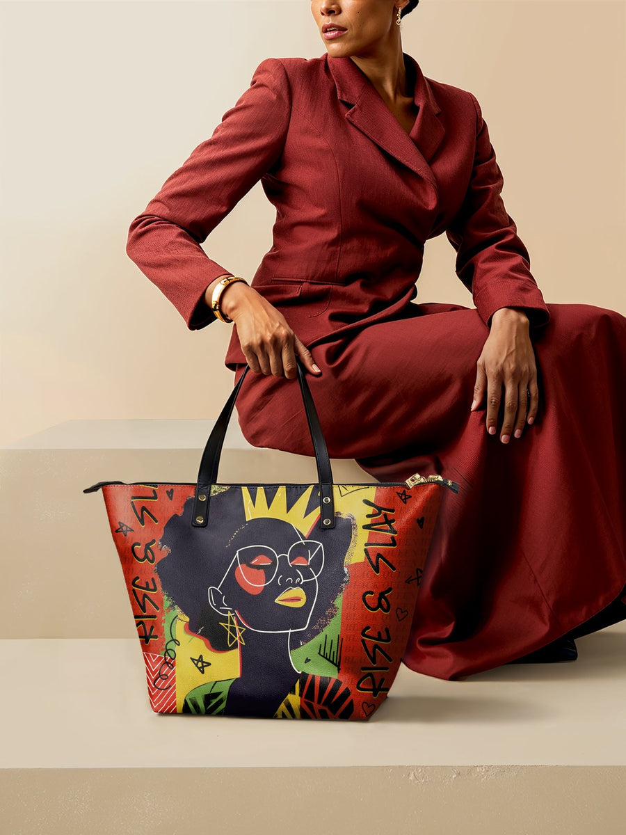 "Aina" Flame Red Leather Tote Bag - DD DEAL