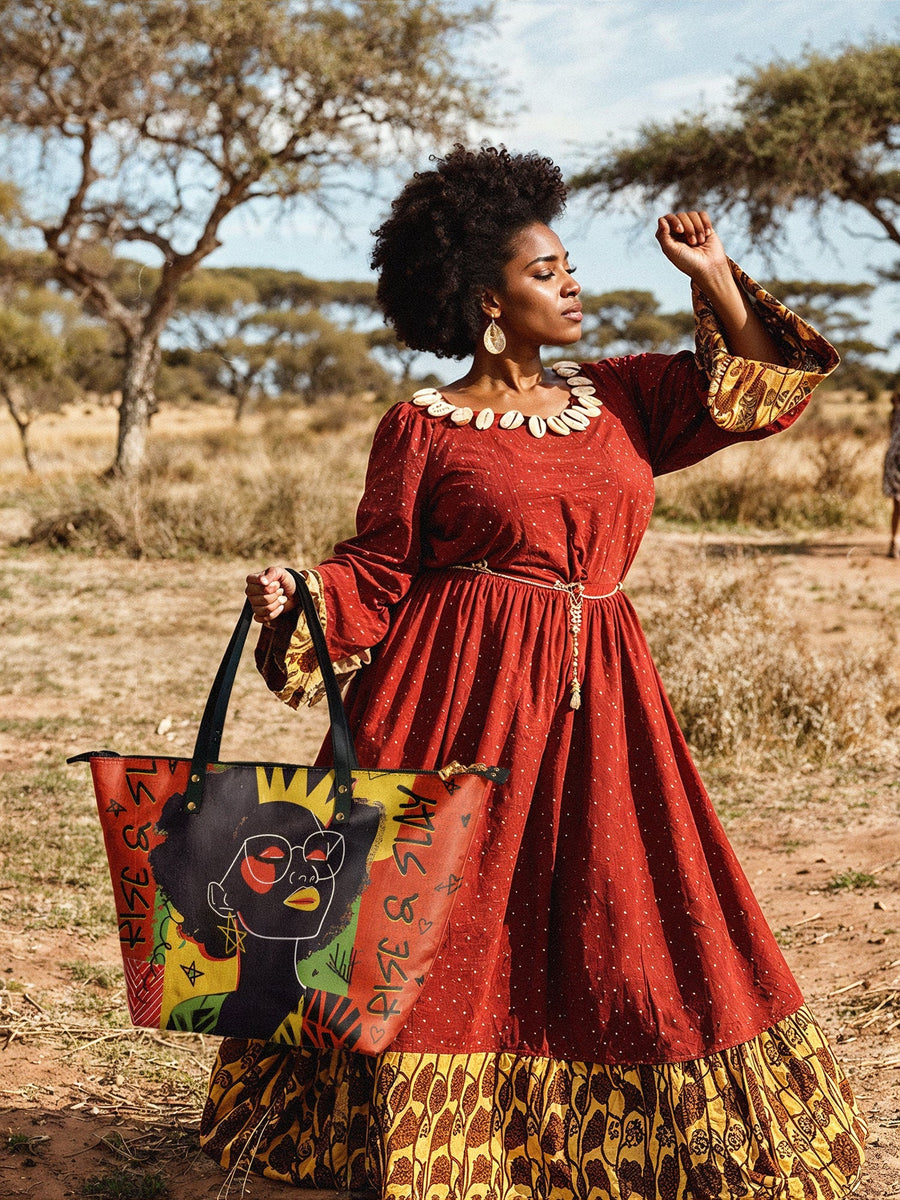 "Aina" Flame Red Leather Tote Bag - DD DEAL