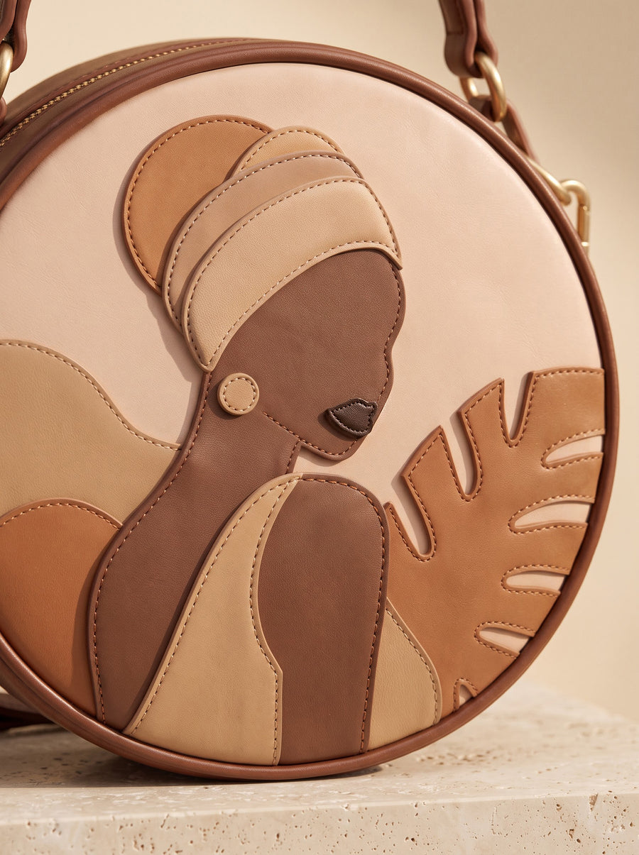 "Amani" Applique Circle Crossbody Bag