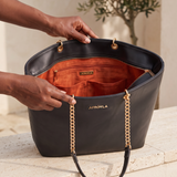 "Safiya" Black Chain Tote Bag
