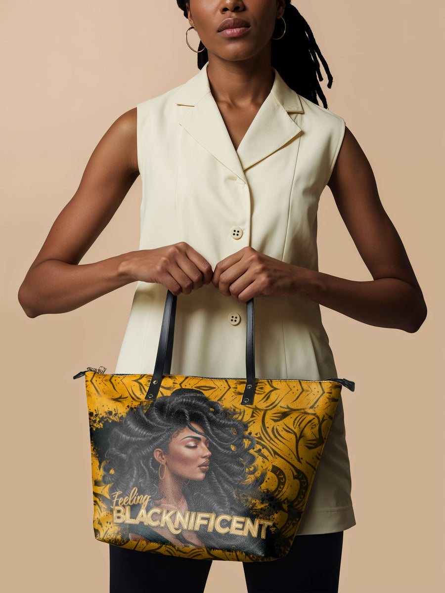 "Blacknificent" Leather Tote Bag Matching Set - DD DEAL