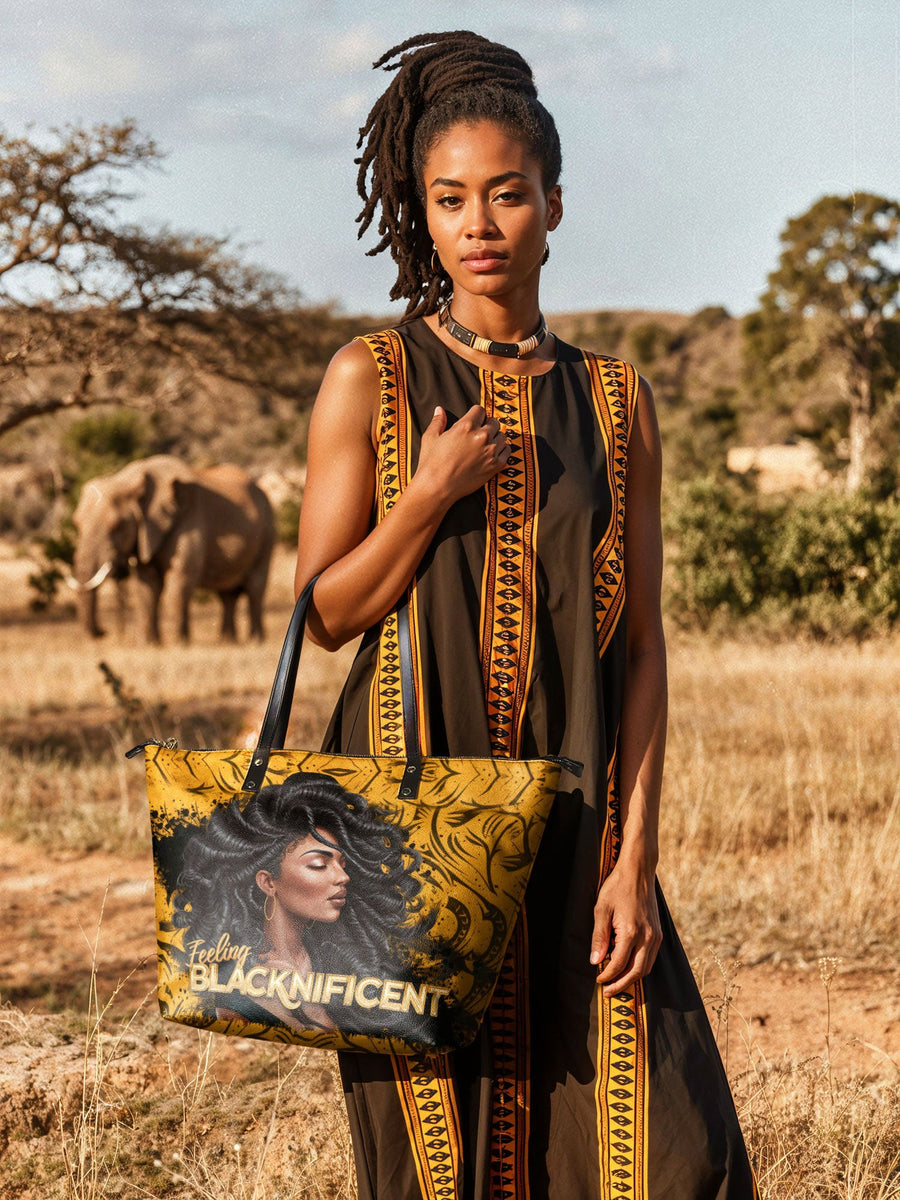 "Blacknificent" Leather Tote Bag Matching Set - DD DEAL