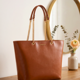 "Safiya" Brown Chain Tote Bag