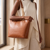 "Safiya" Brown Chain Tote Bag