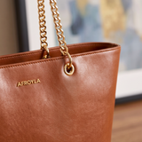 "Safiya" Brown Chain Tote Bag