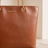 "Safiya" Brown Chain Tote Bag