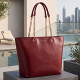 "Safiya" Burgundy Chain Tote Bag