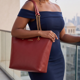 "Safiya" Burgundy Chain Tote Bag