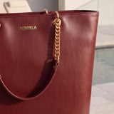 "Safiya" Burgundy Chain Tote Bag