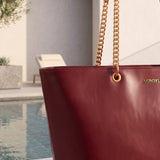 "Safiya" Burgundy Chain Tote Bag