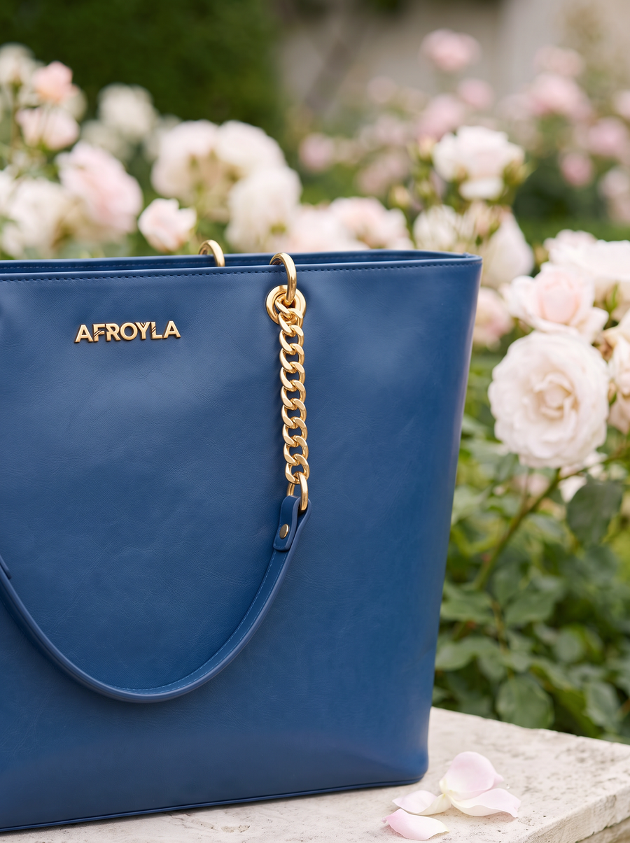"Safiya" Cobalt Blue Chain Tote Bag