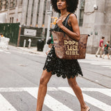 "Dope Black Girl" Leather Tote Bag - BRAVE ONES DEAL