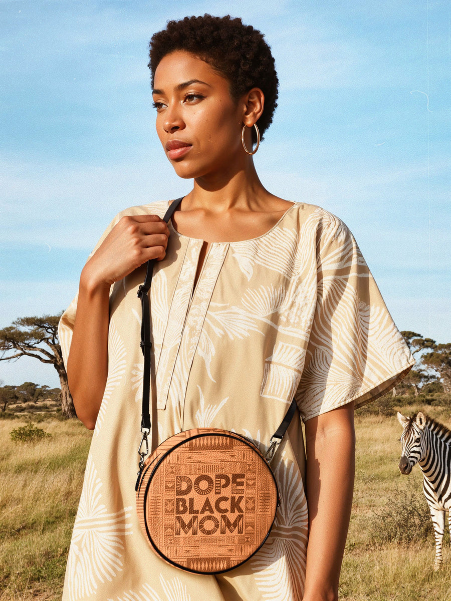 "Dope Black Mom" Circle Crossbody Bag