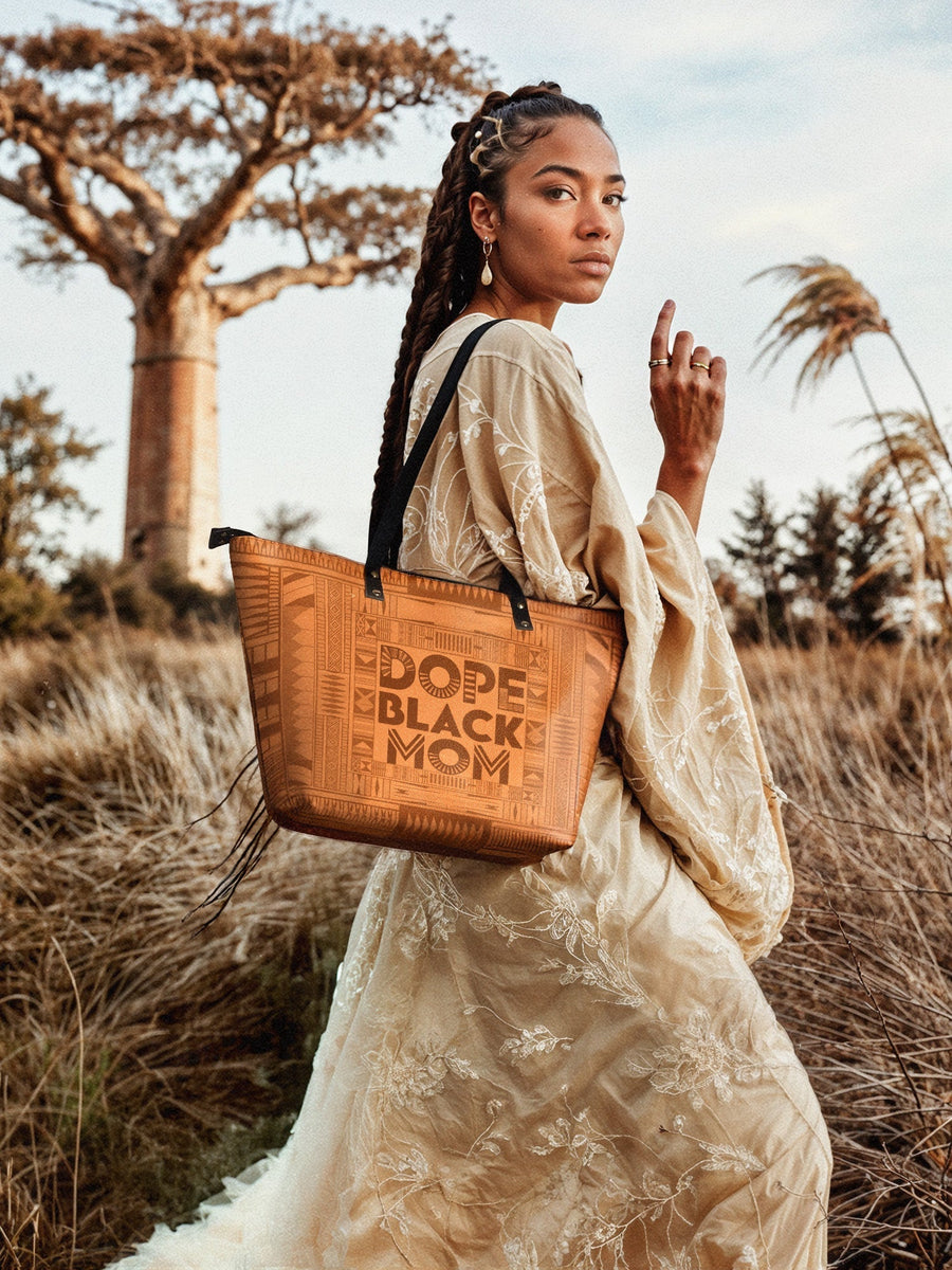 "Dope Black Mom" Leather Tote Bag Matching Set - DD DEAL