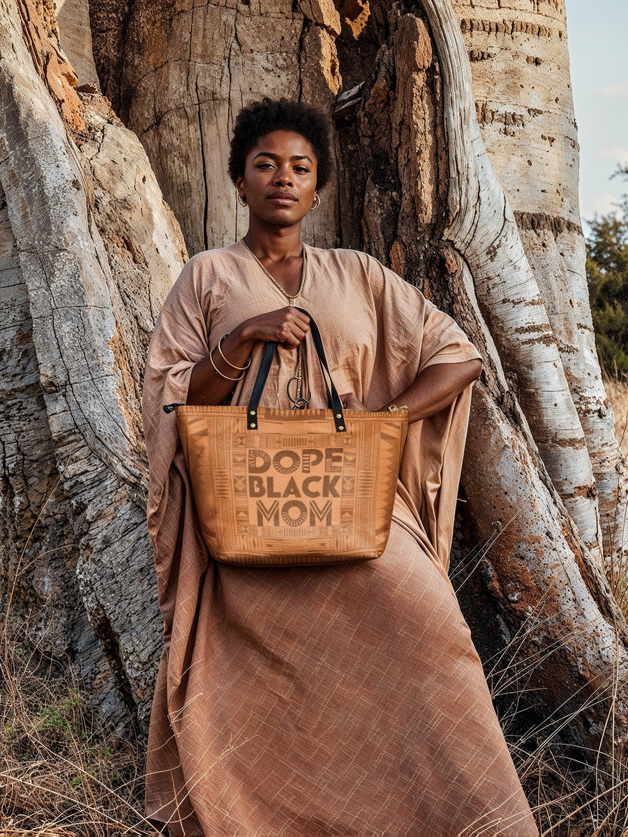 "Dope Black Mom" Leather Tote Bag Matching Set - DD DEAL