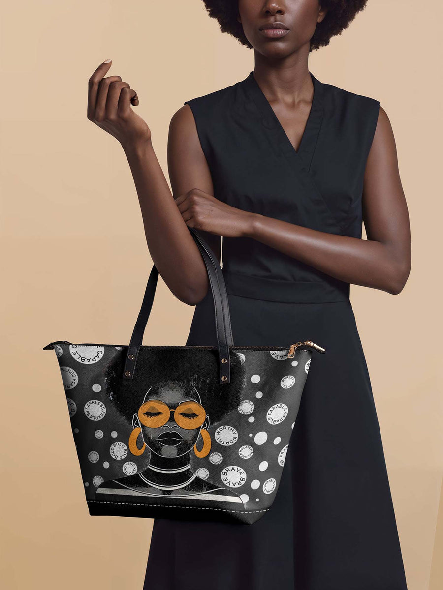 "Fahari" Monochrome Leather Tote Bag Matching Set - DD DEAL