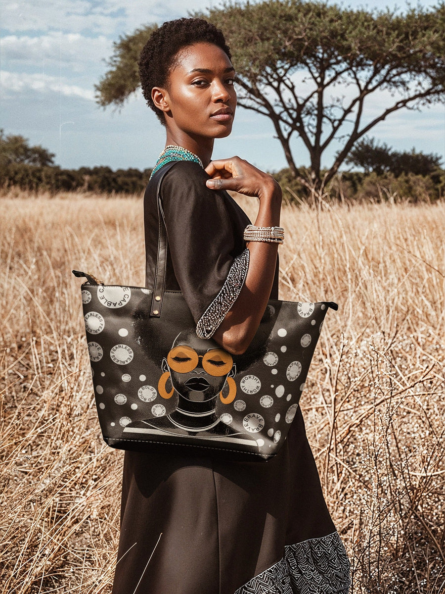 "Fahari" Monochrome Leather Tote Bag