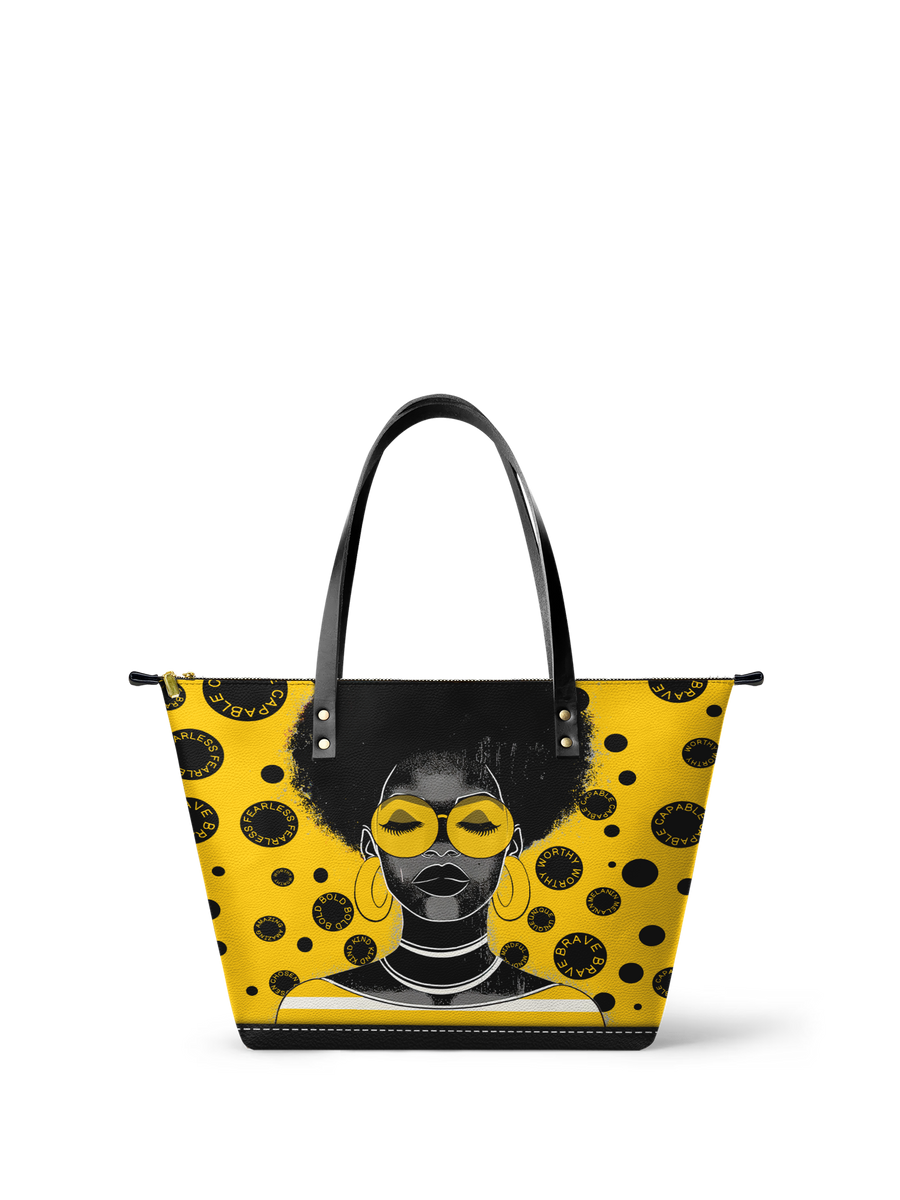 "Fahari" Marigold Pop Leather Tote Bag DD DEAL