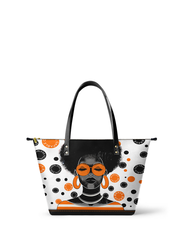"Fahari" Marshmallow Citrus Leather Tote Bag