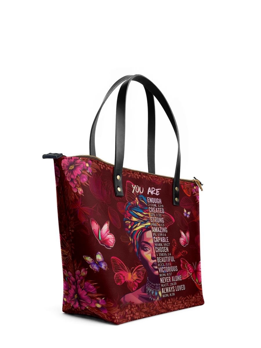 "Imani" Pomegranate Red Leather Tote Bag - DD DEAL