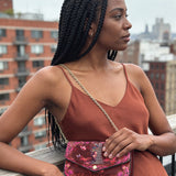 "Imani" Pomegranate Red Envelope Chain Crossbody Bag