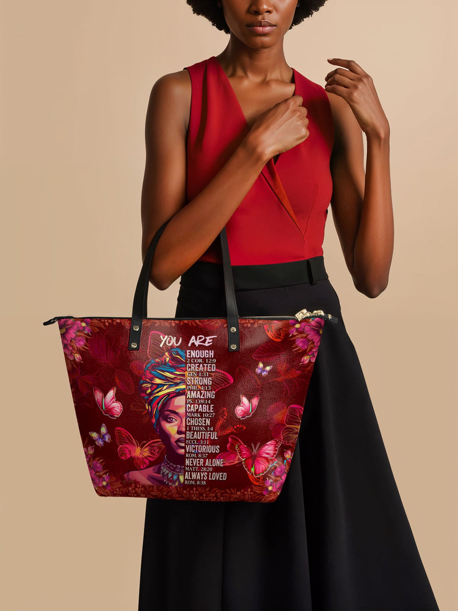 "Imani" Pomegranate Red Leather Tote Bag - DD DEAL