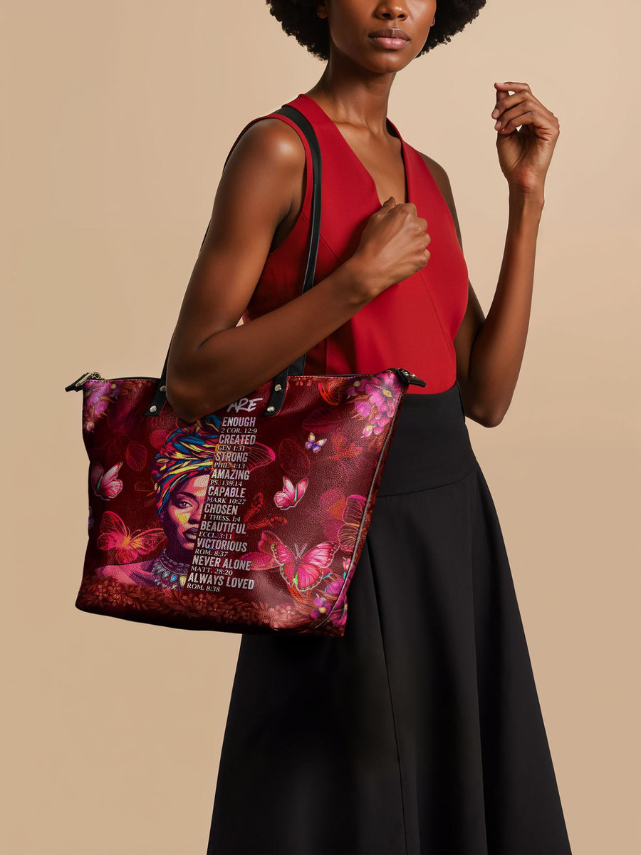 "Imani" Pomegranate Red Leather Tote Bag - DD DEAL