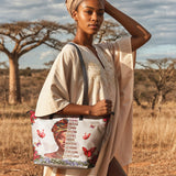 "Imani" Dove White Leather Tote Bag - BRAVE ONES DEAL
