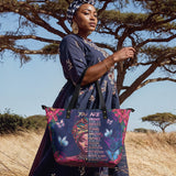 "Imani" Blue Orchid Leather Tote Bag