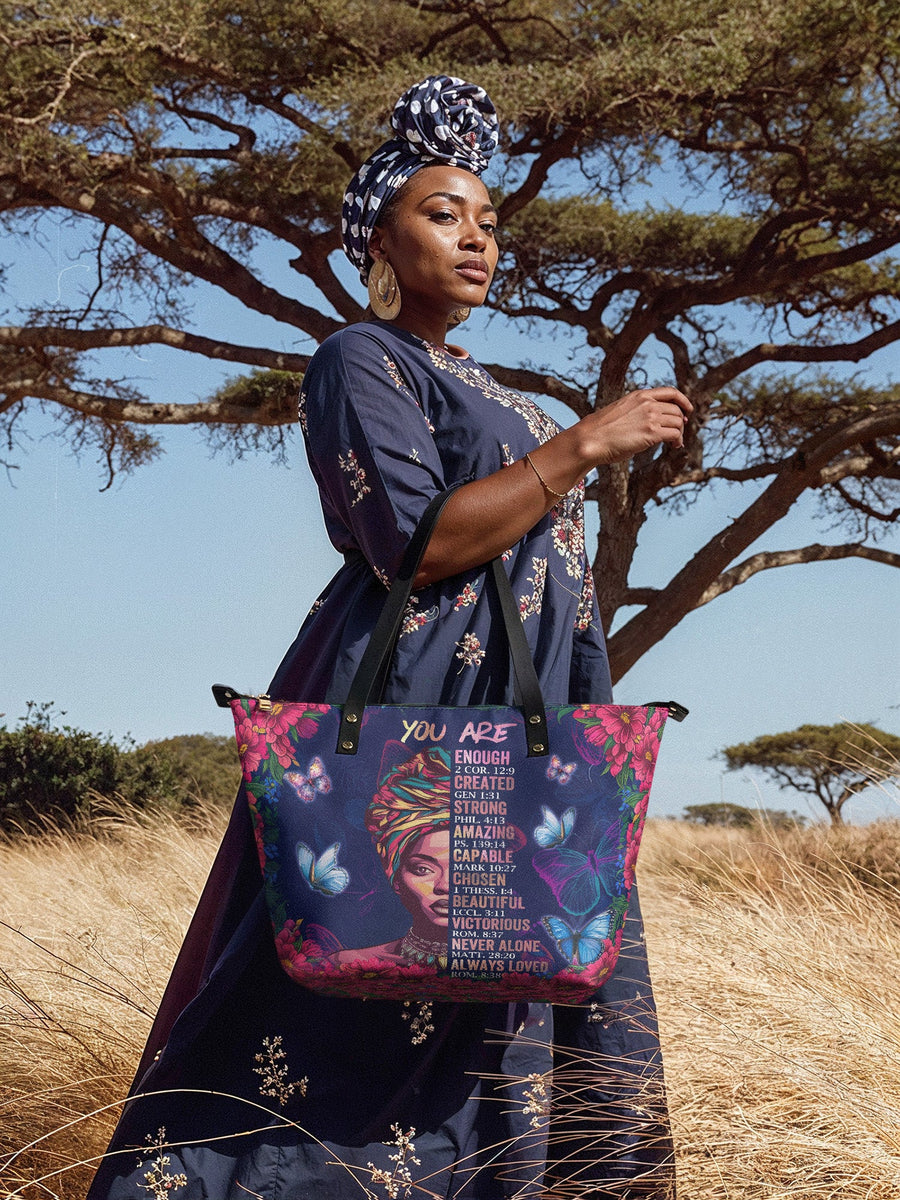 "Imani" Blue Orchid Leather Tote Bag