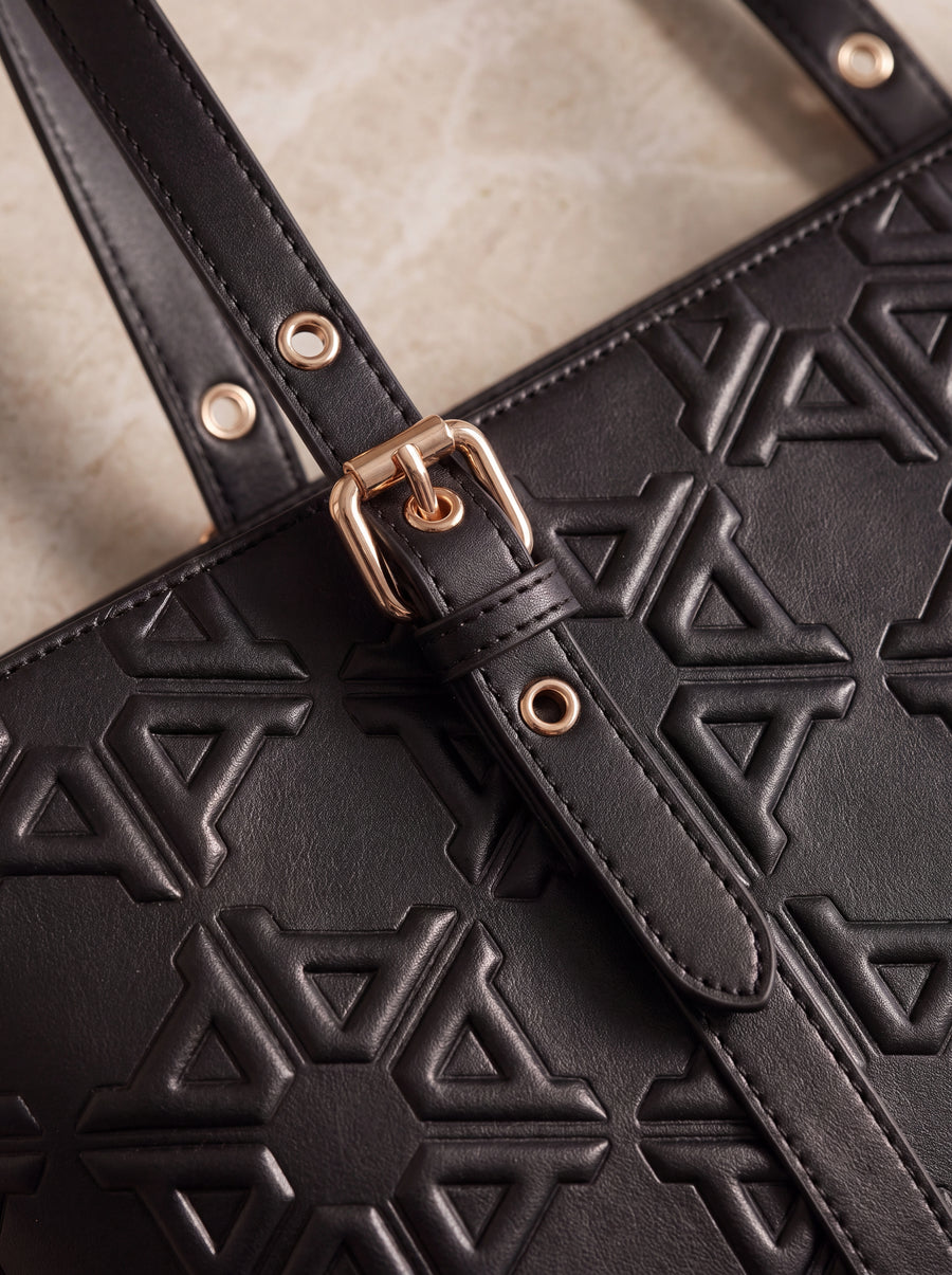 "Kenza" Monogram Leather Tote Bag