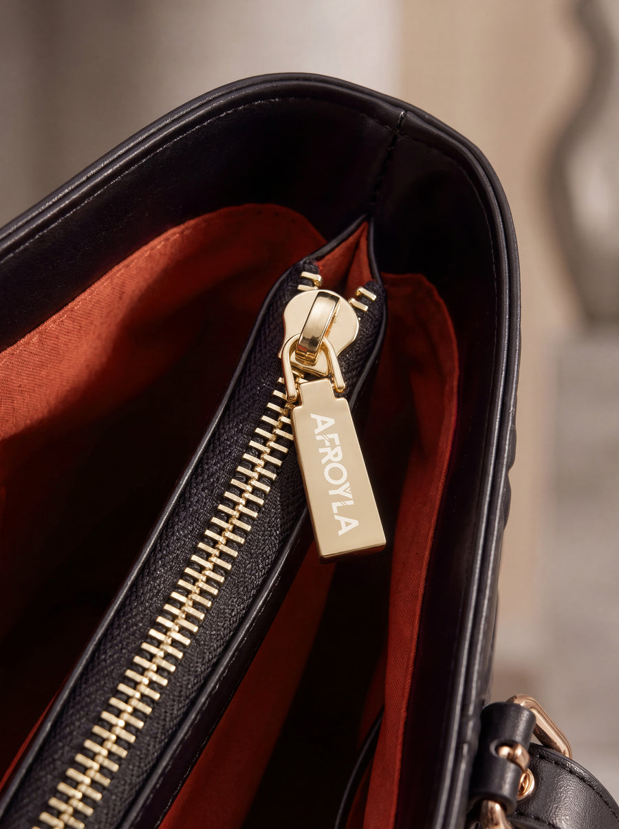 "Kenza" Monogram Leather Tote Bag