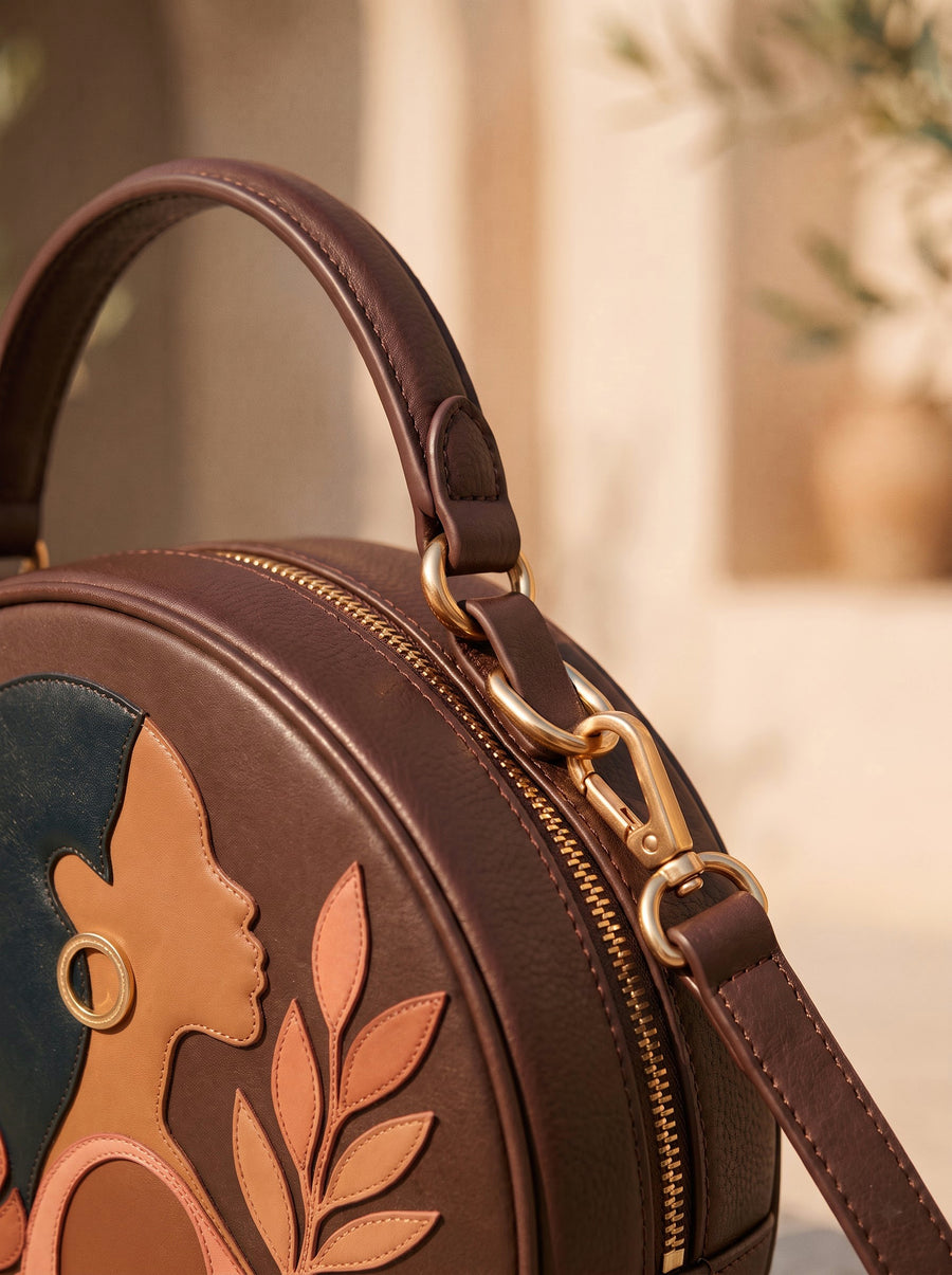 "Laini" Applique Circle Crossbody Bag