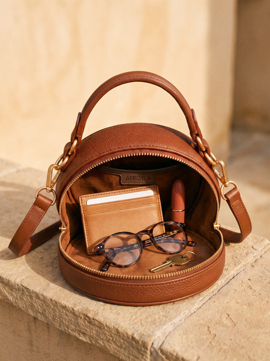 "Nuru" Applique Circle Crossbody Bag